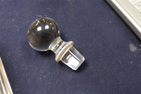 A 1930s Art Deco silver collared glass decanter and stopper, Adie Bros., Birmingham, 1939, 23cm.